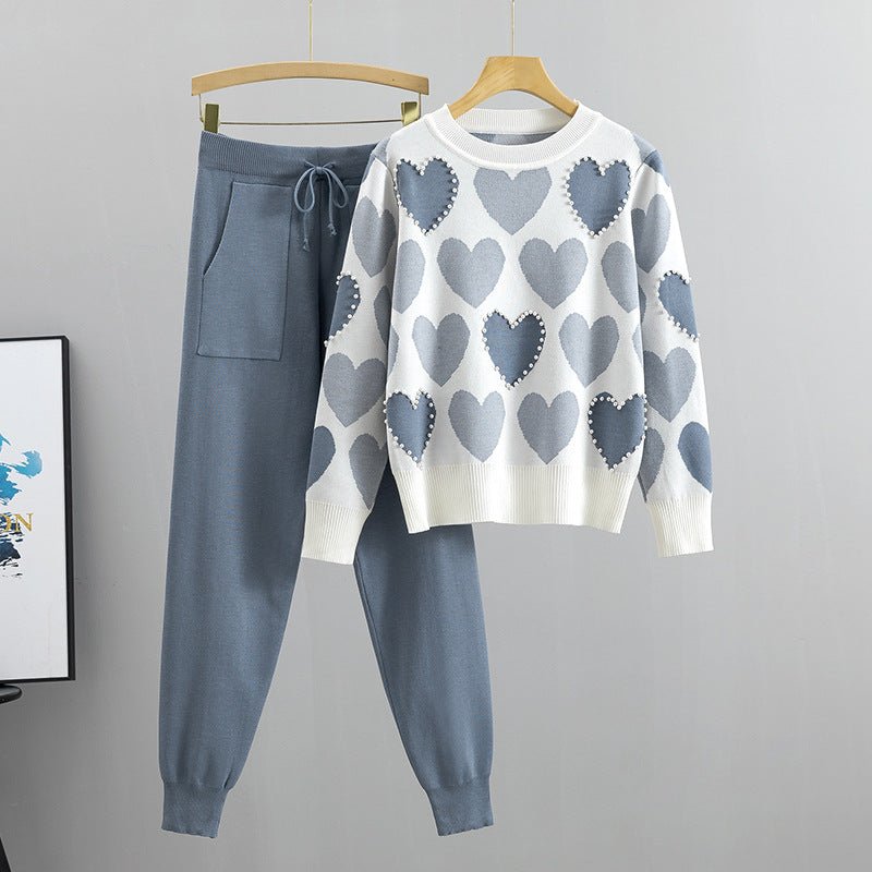 Heartfelt Preppy Beaded Pajama Set - Saunders Fashion